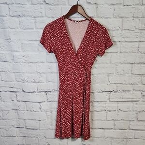 Old Navy Red and White Floral Wrap Mini Dress